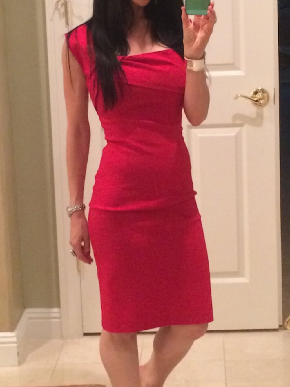 Bettie Page RED Wiggle Dress Pinup Retro Bombshell Origami 50s Style XS